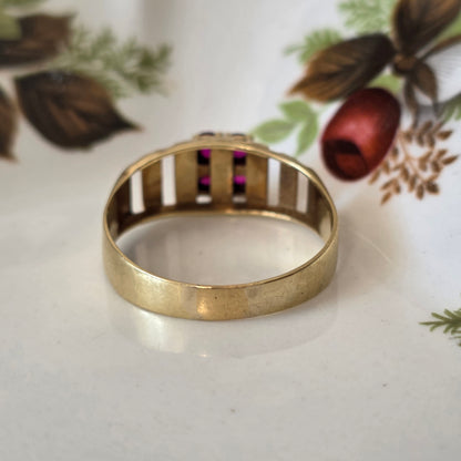 Vintage 14k gold ring with diamonds and ruby