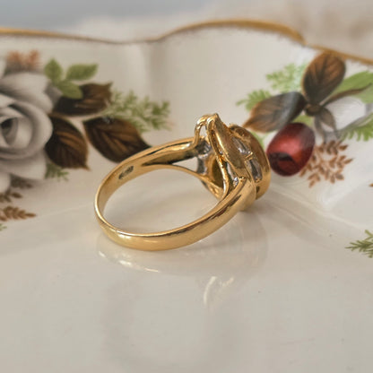 Vintage 18k gouden ring met smaragd en diamanten