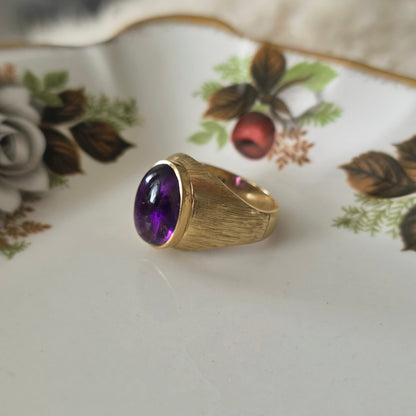 Vintage 14k gouden zegel ring met amethist