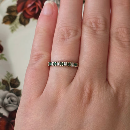 Vintage 14k gouden ring met smaragd en diamant