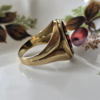Vintage 8k zegelring met onyx
