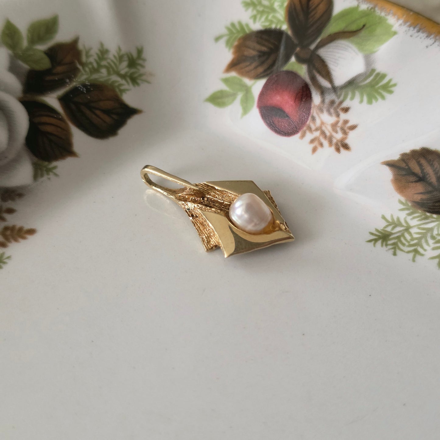 Vintage 14k gouden hanger parel