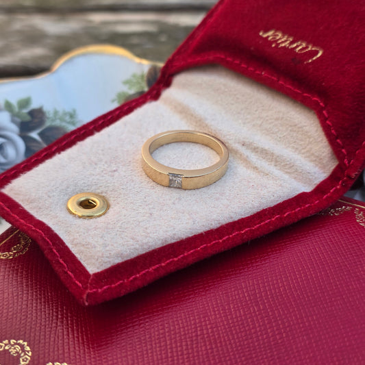 Vintage 18k Cartier Tank ring 0,25ct princess cut diamant