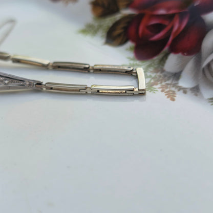 Antieke 14k wit gouden Art Deco diamanten armband