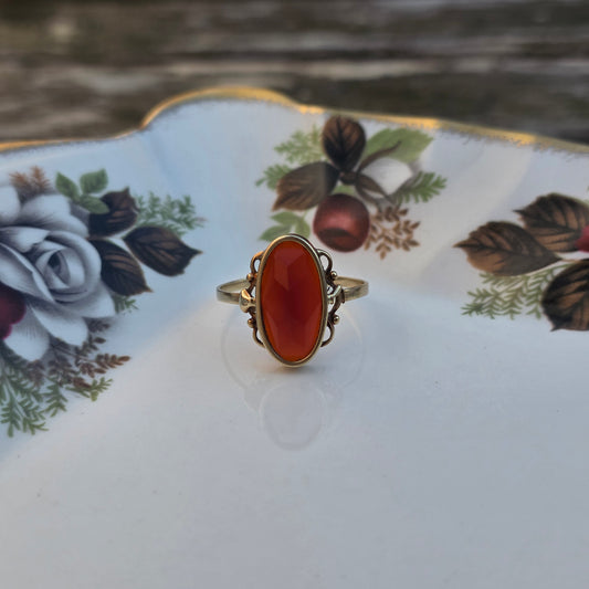 Vintage 14k gouden ring carneool
