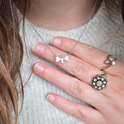 Antieke 14k gouden ring met roosdiamanten