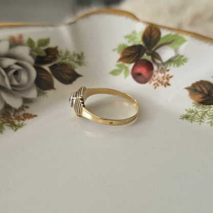 Vintage 14k gouden Art Deco ring diamant 0.03ct
