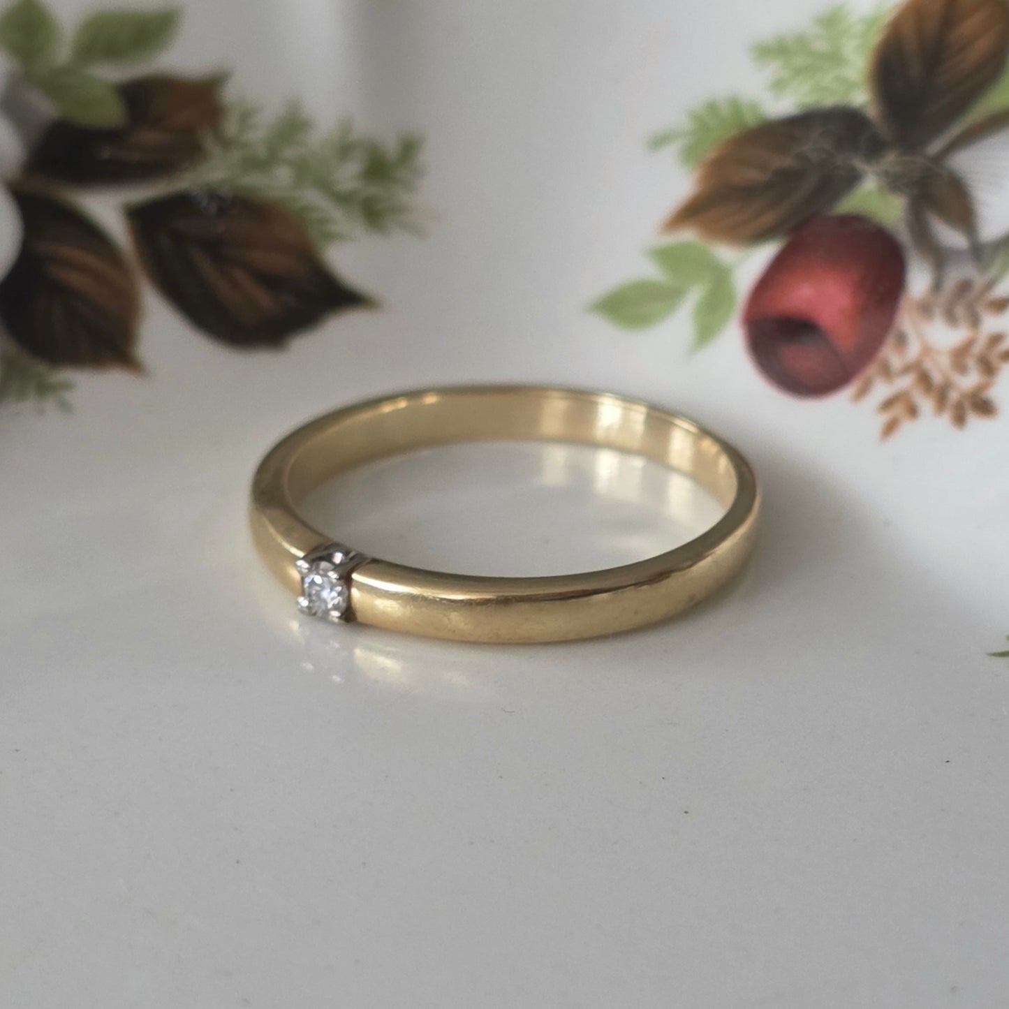 Vintage 14k gold solitair wedding ring diamond 0.05ct