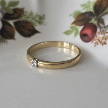 Vintage 14k gold solitair wedding ring diamond 0.05ct