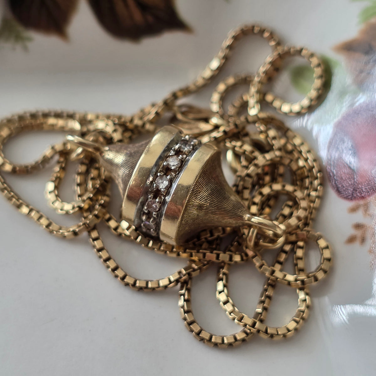 Vintage 14k gouden ketting met diamanten