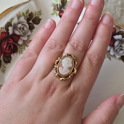 Vintage 14k gouden ring met camee