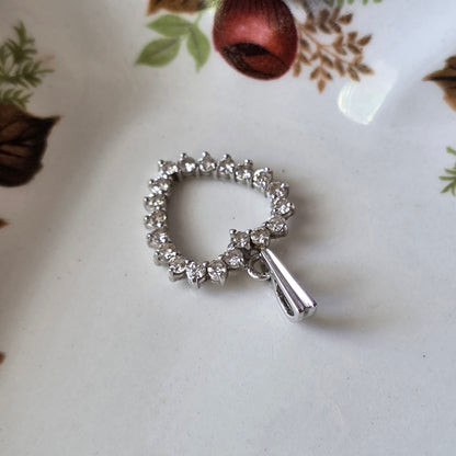 Vintage 14k witgouden hanger hart diamanten 0.2ct