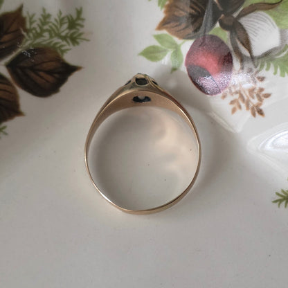 Antique 14k gold belcher ring with rose-cut diamond