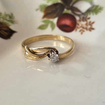 Vintage 14k gouden ring diamant 0.1ct