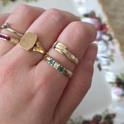 Vintage 14k gouden ring gesp met diamanten