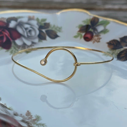 Vintage 14k gouden bangle armband met diamant