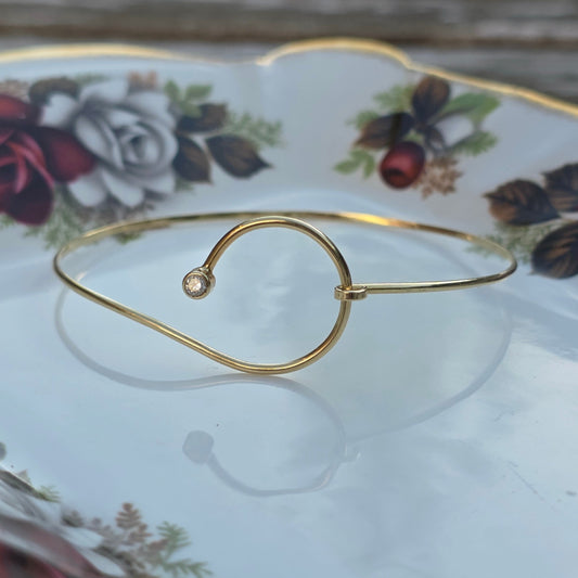 Vintage 14k gouden bangle armband met diamant