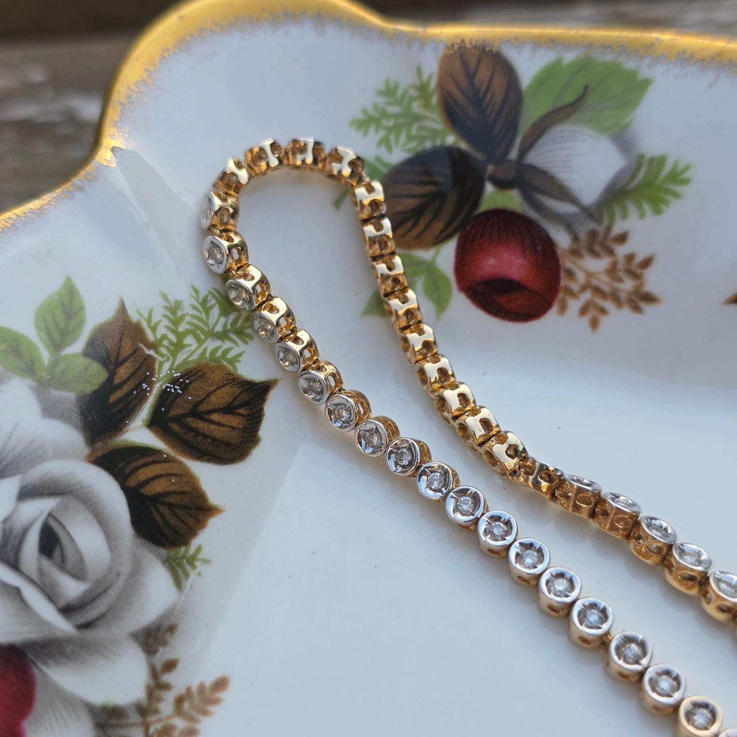 Vintage 14k wit gouden diamant tennisarmband