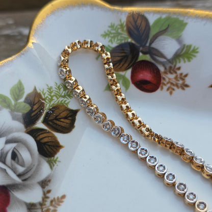 Vintage 14k wit gouden diamant tennisarmband