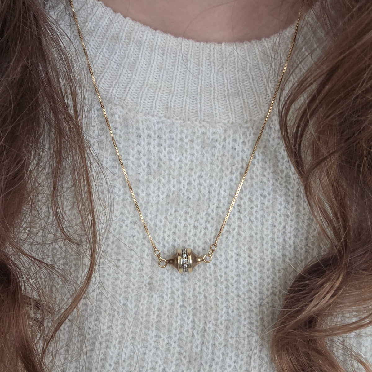 Vintage 14k gouden ketting met diamanten
