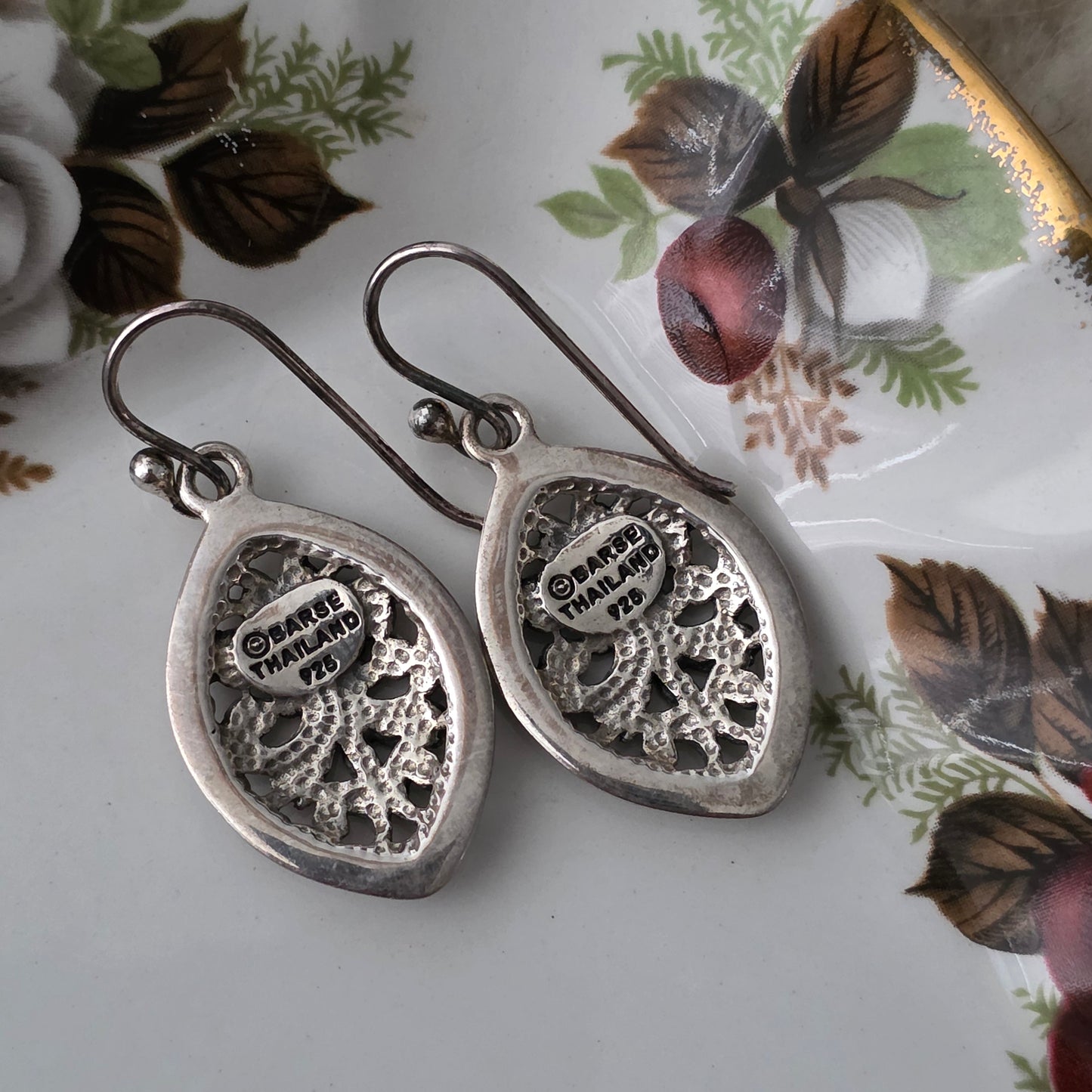 Barse Zilver Oorhangers Scroll Teardrop