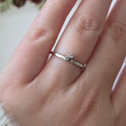 Vintage 14k witgouden ring met diamanten 0.04ct
