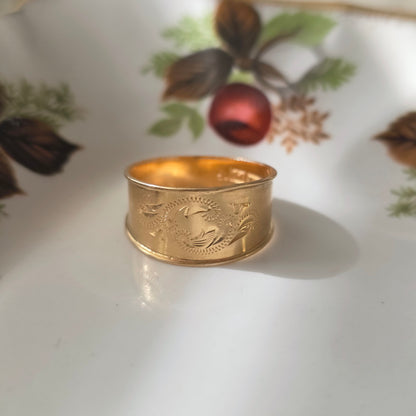 Vintage 18k ring met gravure