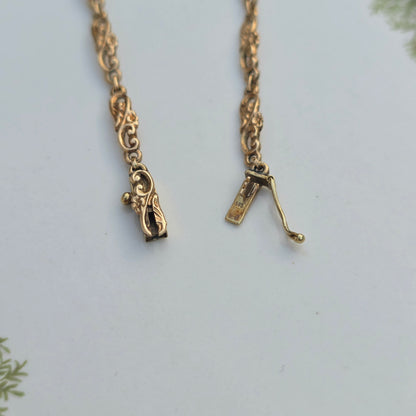 Antieke 14k gouden en zilver roosdiamant armband