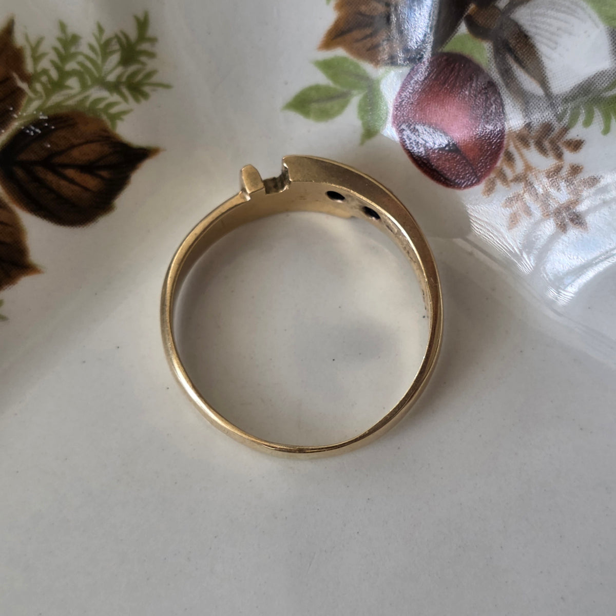 Vintage 14k gouden ring gesp met diamanten