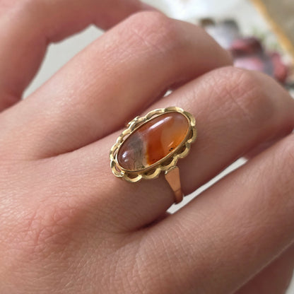 Vintage 14k gouden ring met mosagaat