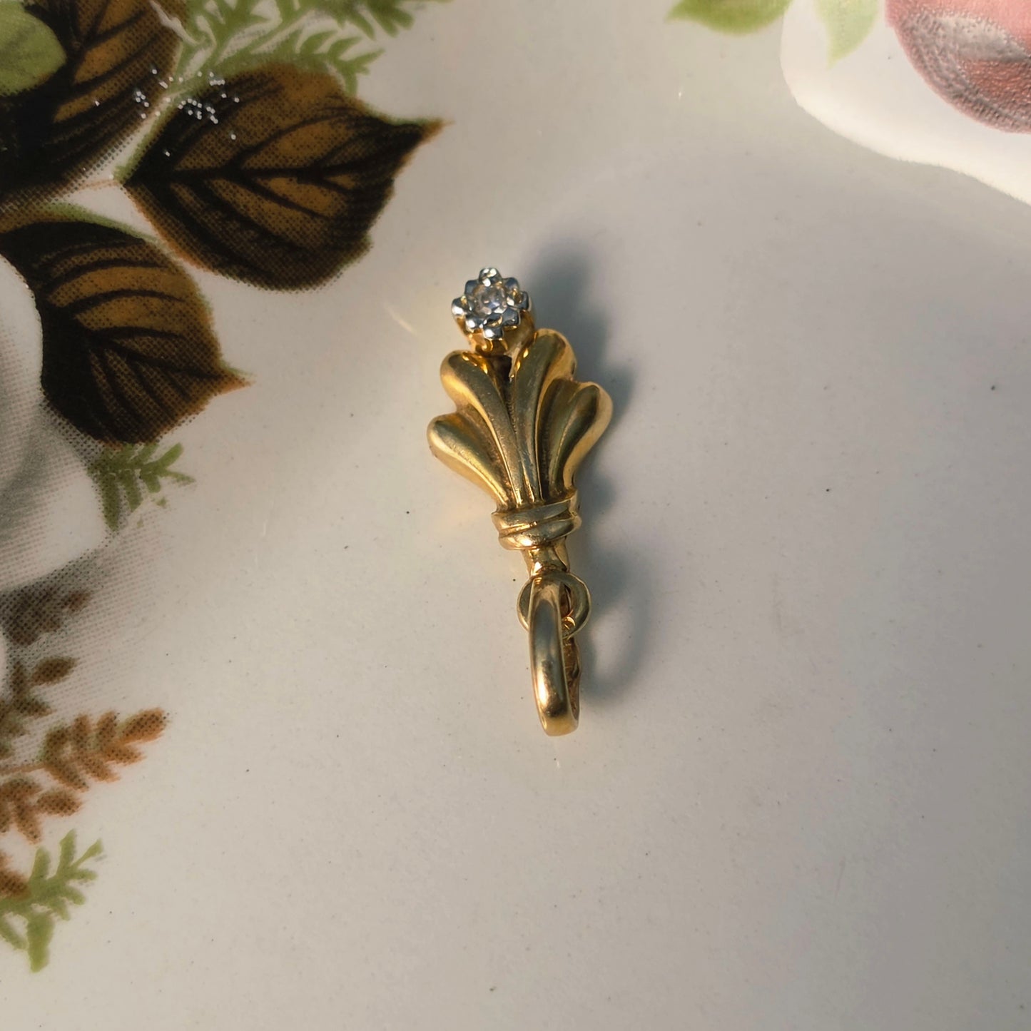 Vintage 14k gouden hanger diamant