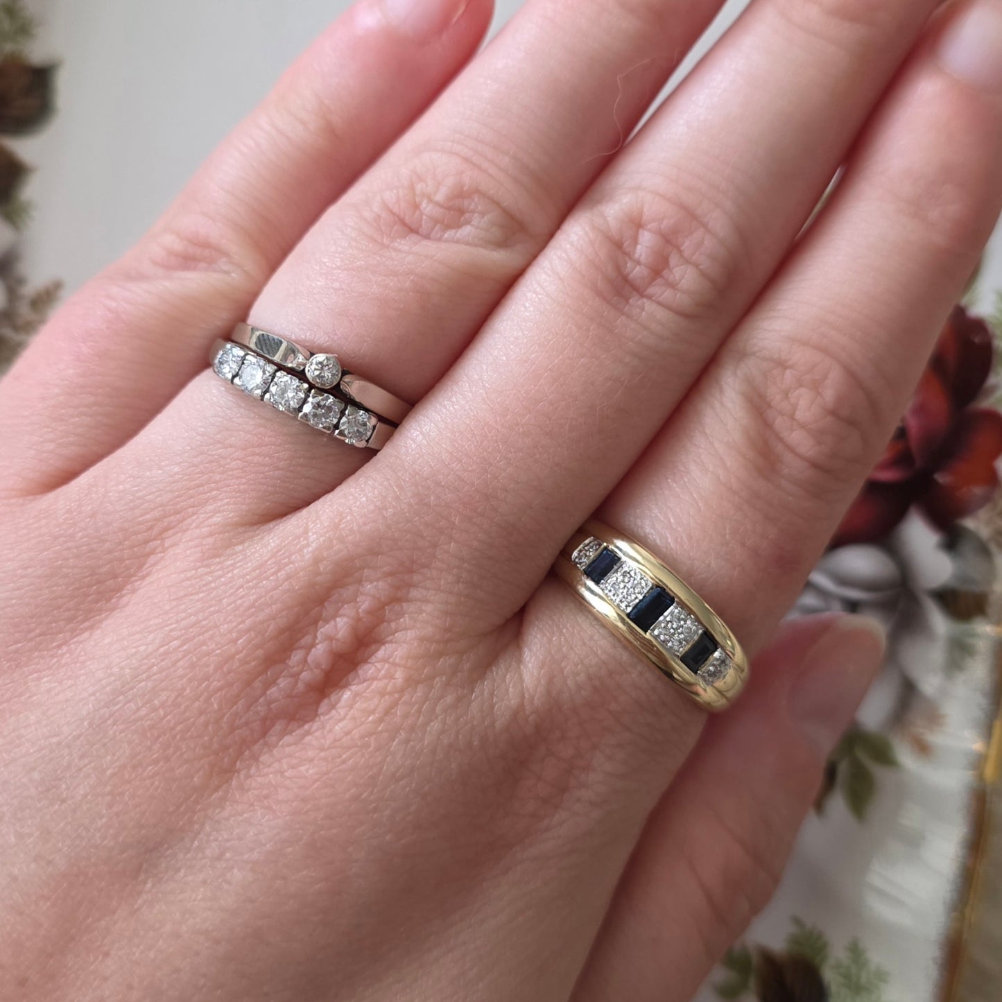 Vintage 14k witgouden verlovingsring met solitair diamant 0,06ct