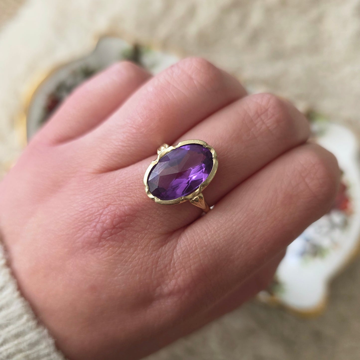 Vintage 14k gouden ring alexandriet