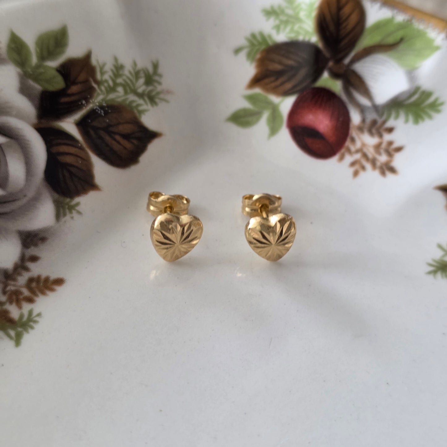 Vintage 18k gouden oorstekers sparkle hart