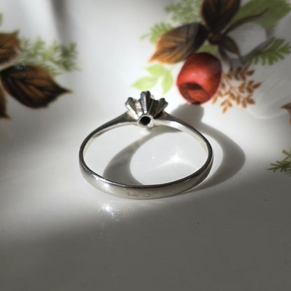 Vintage 14k witgouden ring ster met diamant 0.05ct