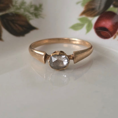 Antieke 14k roségouden ring met roosdiamant