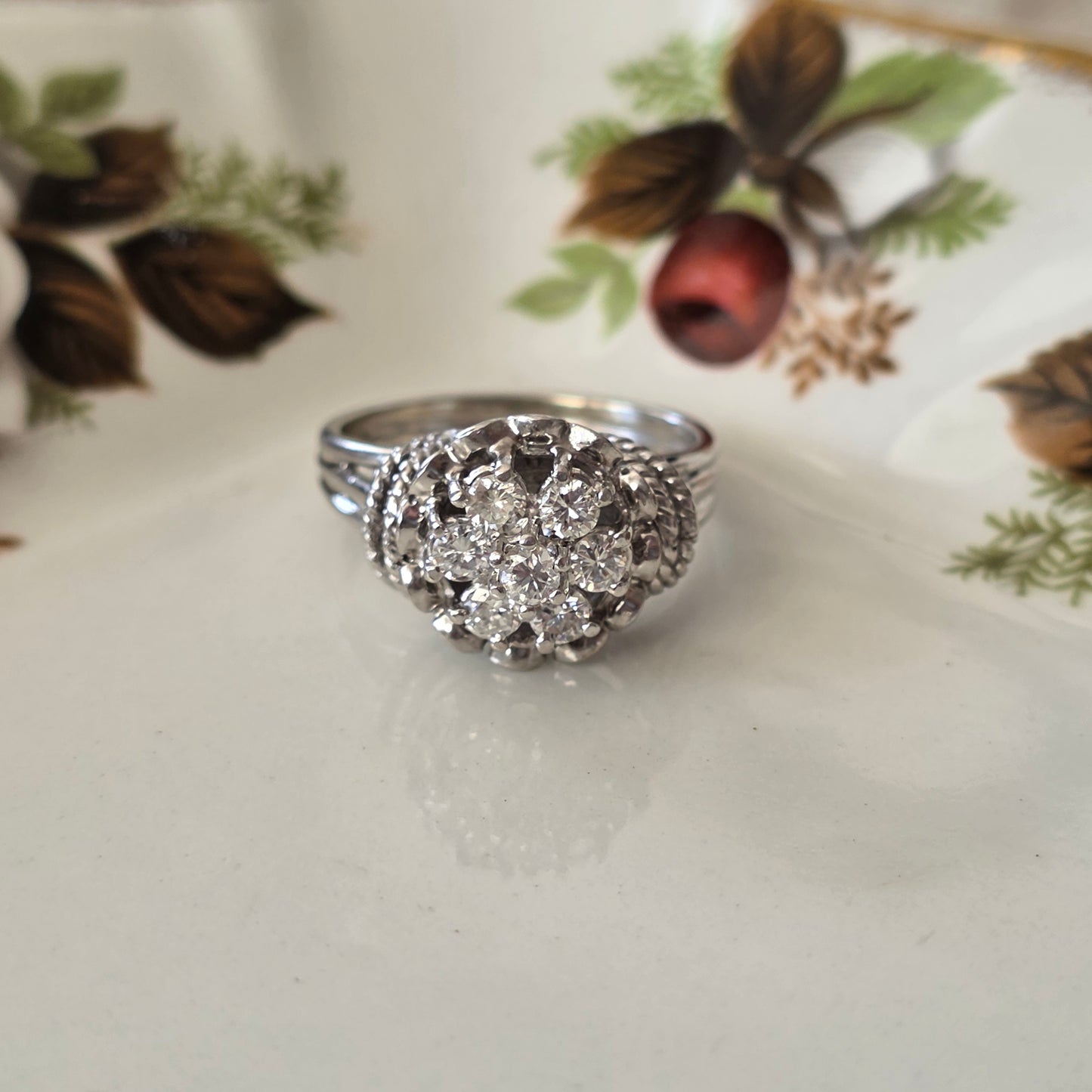 Vintage 18k witgouden ring met diamanten 0.56ct