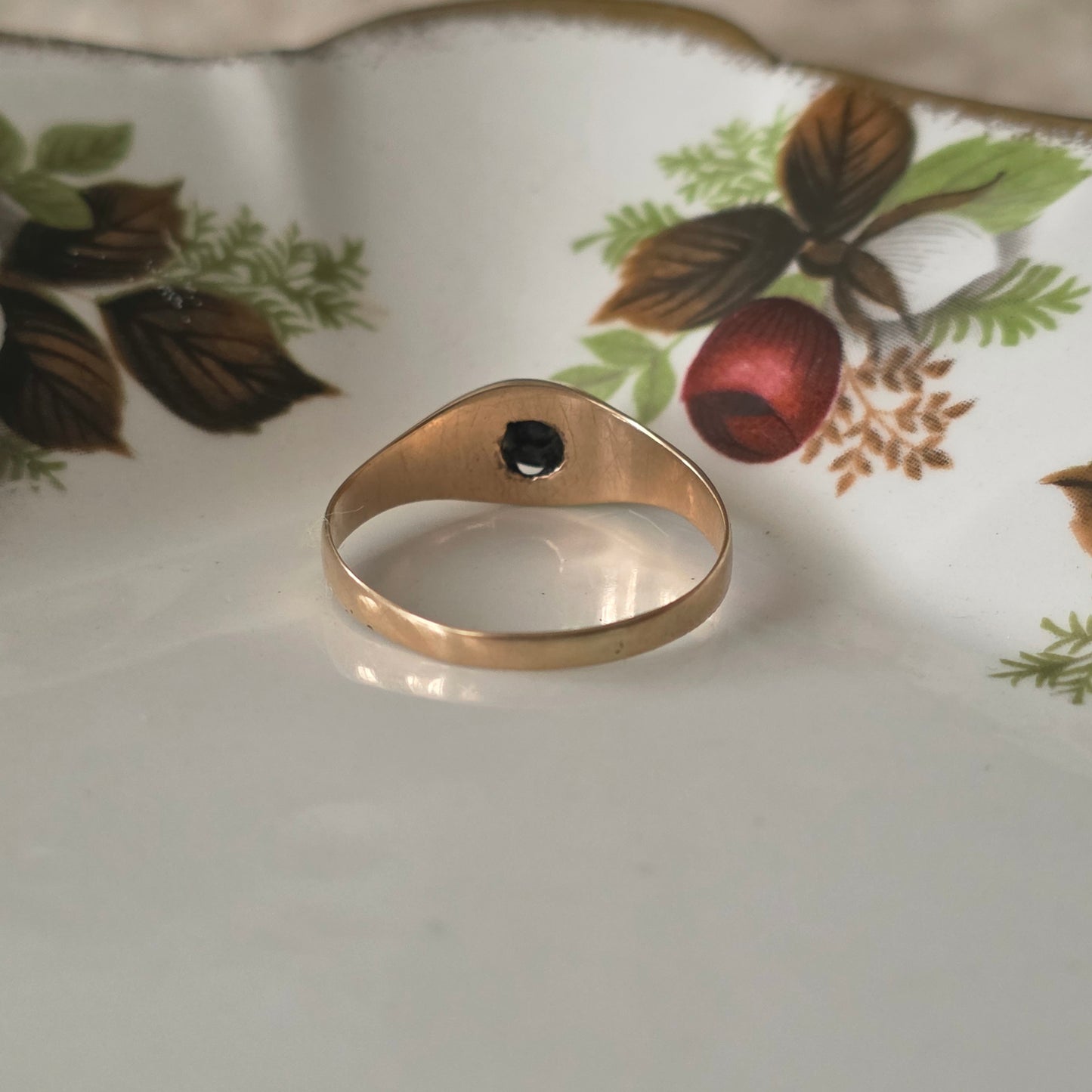 Antique 14k gold belcher ring with rose-cut diamond