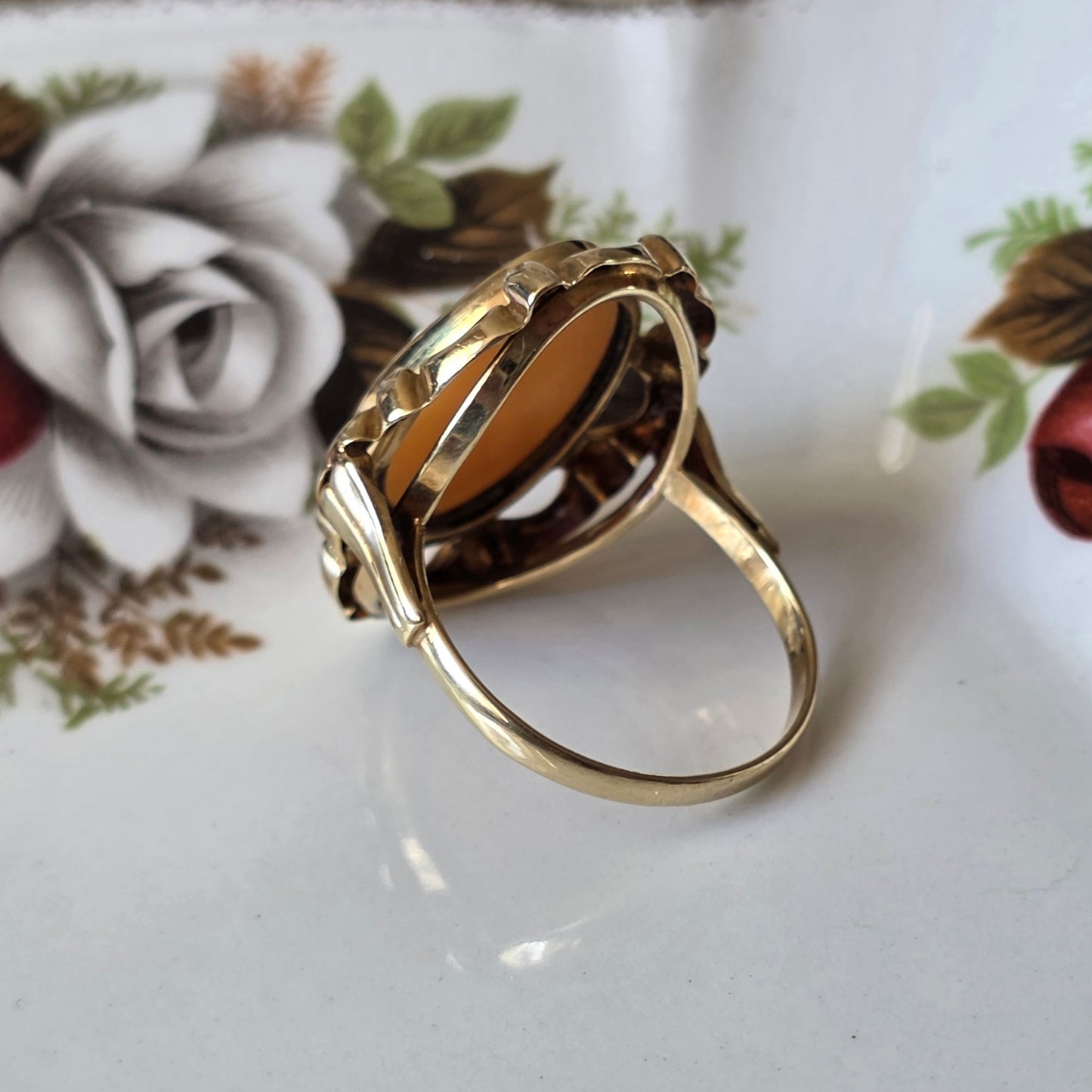 Vintage 14k gouden ring met camee
