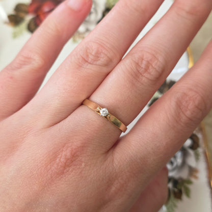 Vintage 14k gouden ring met diamant 0.08ct