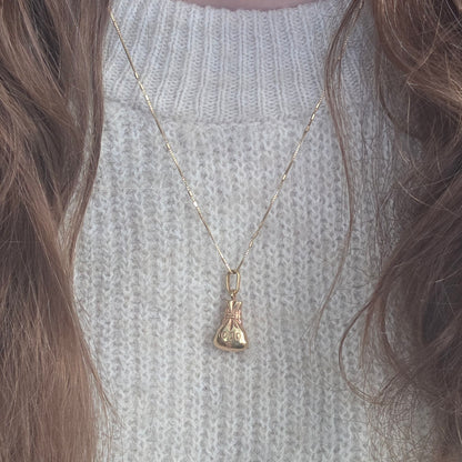 Vintage 14k gold pendant money bag