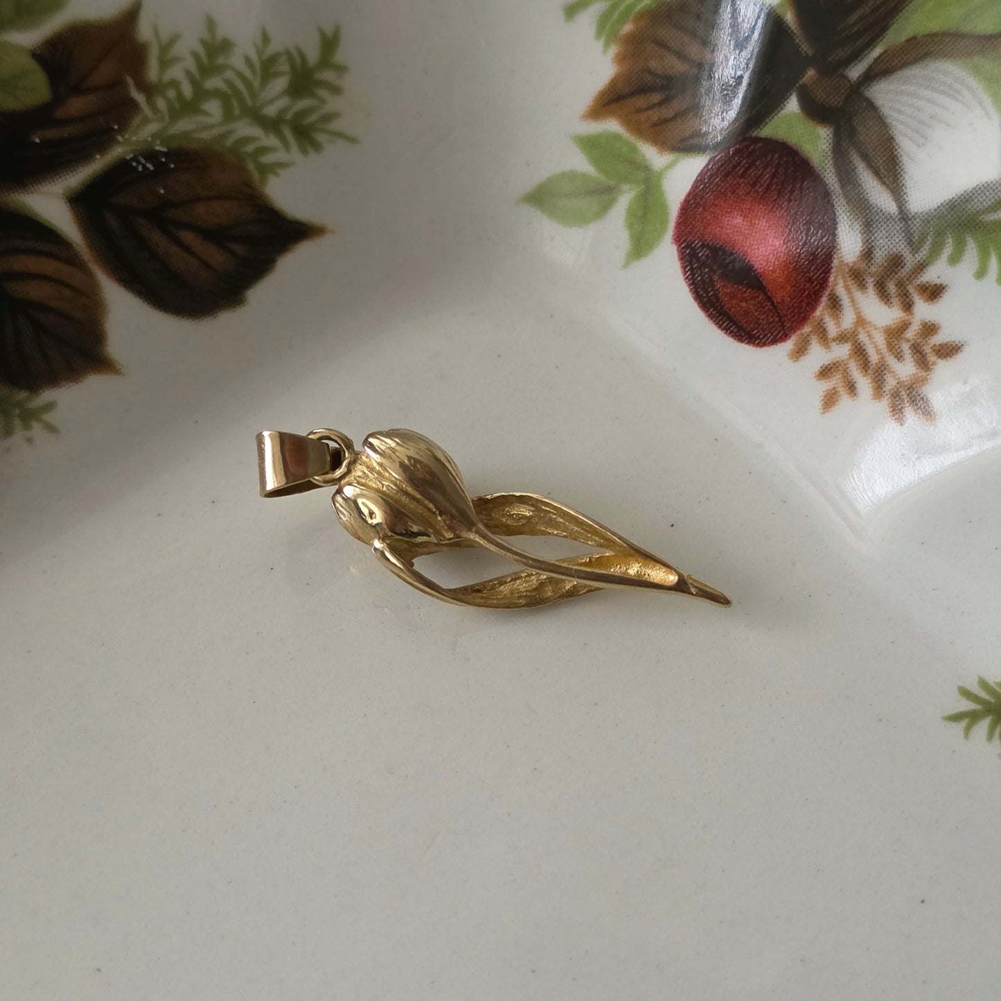 Vintage 14k gouden hanger tulp