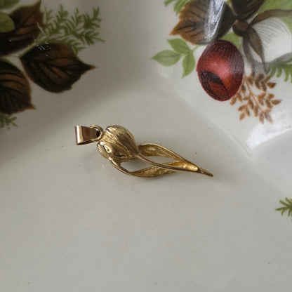 Vintage 14k gouden hanger tulp