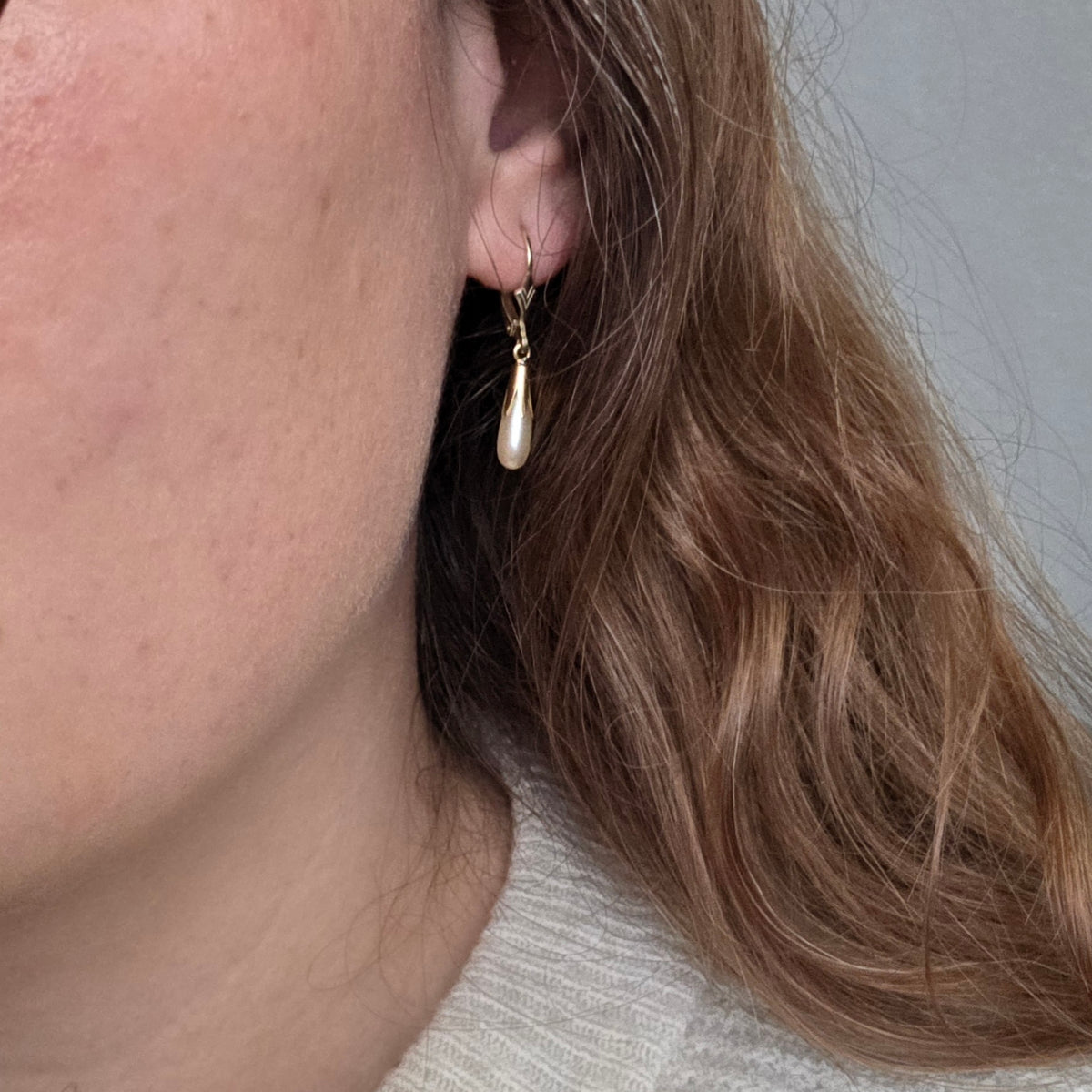 Vintage 14k gouden oorhangers parel dormeuse