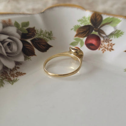 Vintage 14k gouden ring bloedkoraal