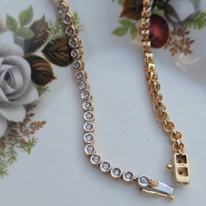 Vintage 14k wit gouden diamant tennisarmband