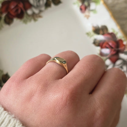 Vintage 14k gouden zegelring diamant