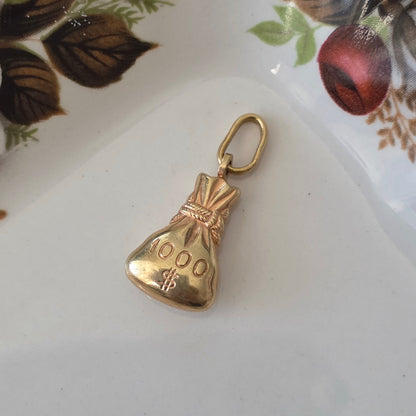Vintage 14k gold pendant money bag