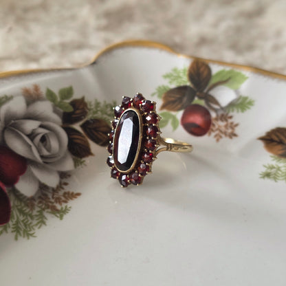 Vintage 14k gouden ring granaat entourage