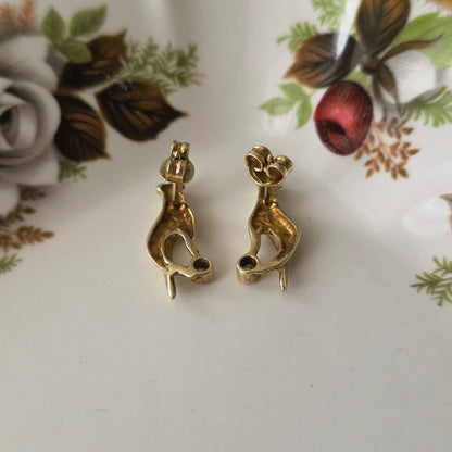 Vintage 14k gouden oorstekers diamant hand